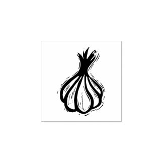 Garlic Cooking Vegetable Gardening Rustic Linocut Rubber Stamp