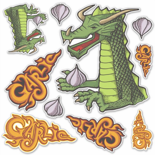Garlic Dragon Sticker Set (Front)