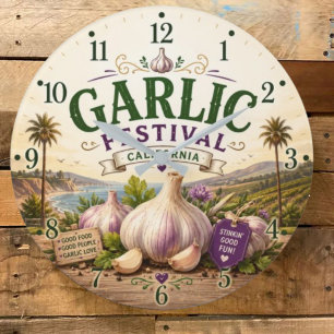 Garlic Festival California Farm Market Culinary Large Clock