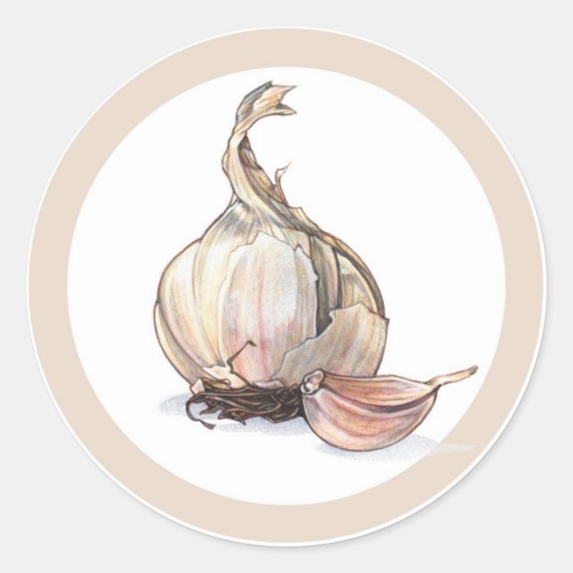Garlic flavour circle sticker labels (Front)