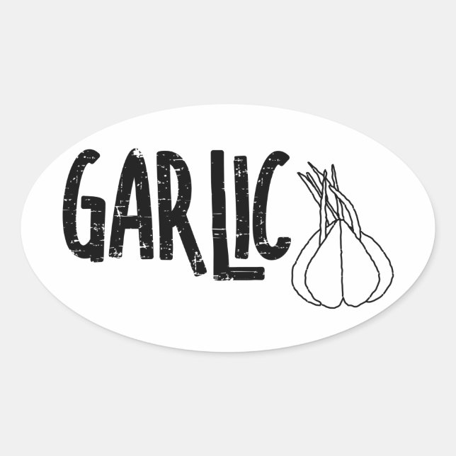 Garlic Garlic Text Oval Sticker (Front)