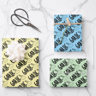 Garlic Garlic Text Wrapping Paper Sheet