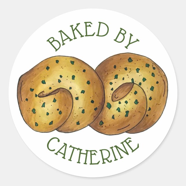 Garlic Knots Bread Roll Italian Food Baked By Classic Round Sticker (Front)