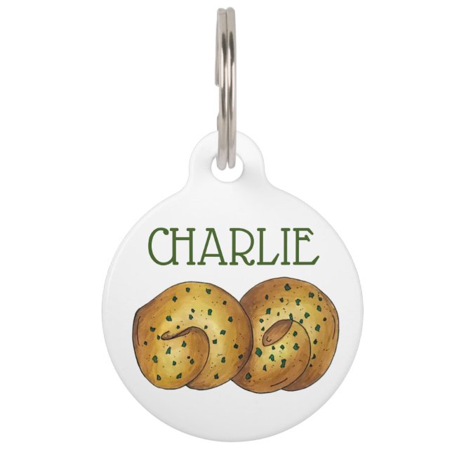 Garlic Knots Bread Roll Italian Food Cooking Chef Pet Tag (Front)