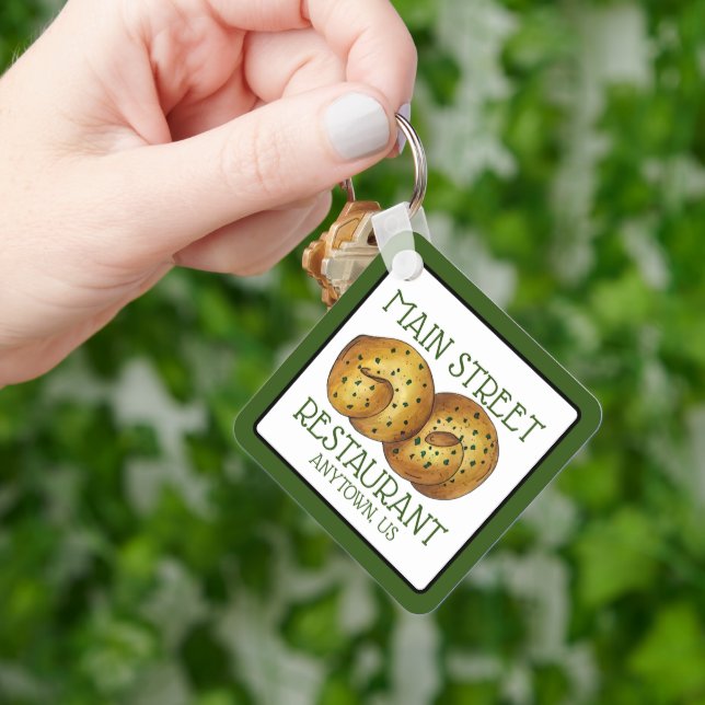 Garlic Knots Bread Roll Italian Food Restaurant Key Ring (Hand)