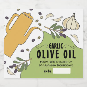 Garlic olive flavoued olive oil home canning label