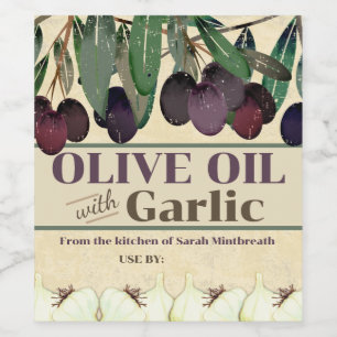 Garlic olive oil personalised home canning wine label