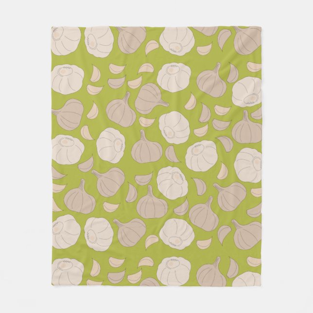 Garlic Pattern - Garlic Cloves & Bulb Fleece Blanket (Front)