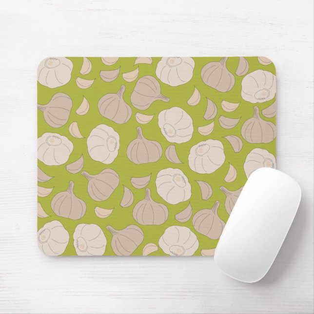 Garlic Pattern - Garlic Cloves & Bulb Mouse Mat (With Mouse)
