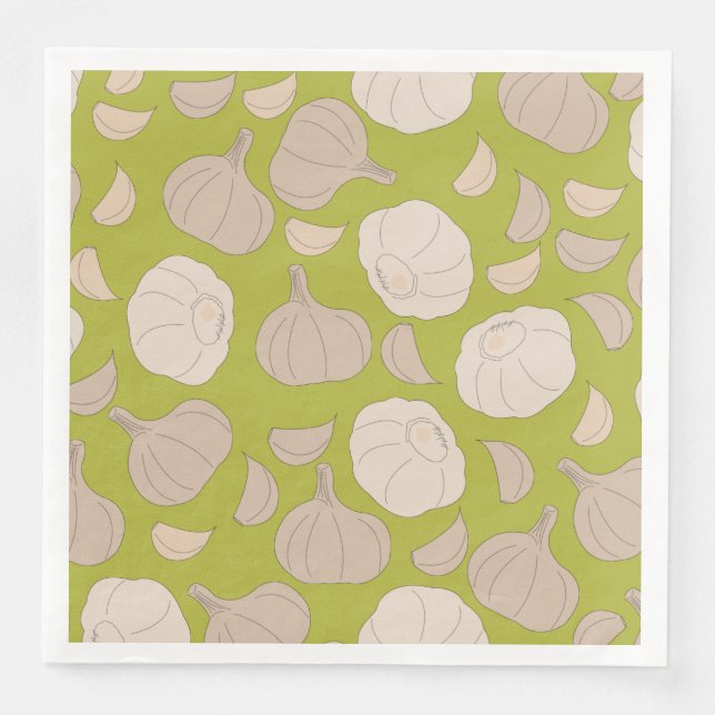 Garlic Pattern - Garlic Cloves & Bulb Napkin (Front)