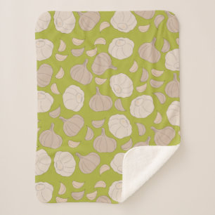 Garlic Pattern - Garlic Cloves & Bulb Sherpa Blanket