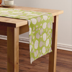 Garlic Pattern - Garlic Cloves & Bulb Short Table Runner