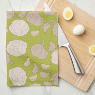 Garlic Pattern - Garlic Cloves & Bulb Tea Towel