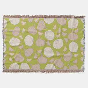 Garlic Pattern - Garlic Cloves & Bulb Throw Blanket