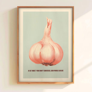 Garlic Print Vegetable Print Retro Kitchen Print