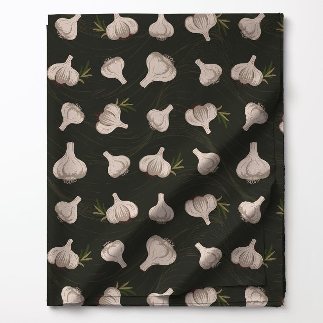 Garlic Rosemary Dark Green Kitchen Botanical Fabric (Creator Uploaded)