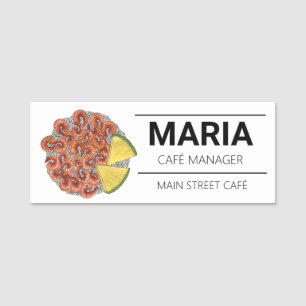Garlic Shrimp Pineapple Hawaiian Island Food Luau Name Tag