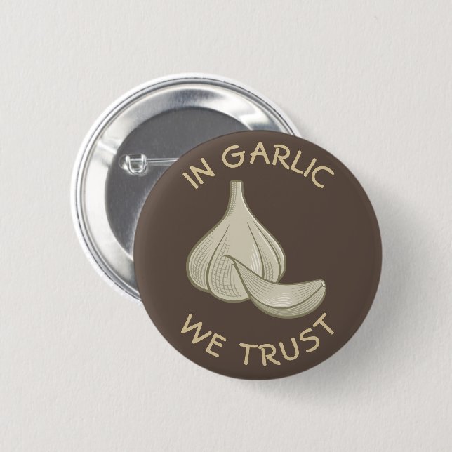 Garlic Woodcut Icon 6 Cm Round Badge (Front & Back)