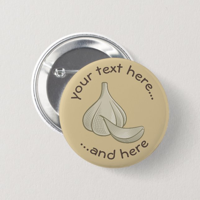Garlic Woodcut Icon 6 Cm Round Badge (Front & Back)