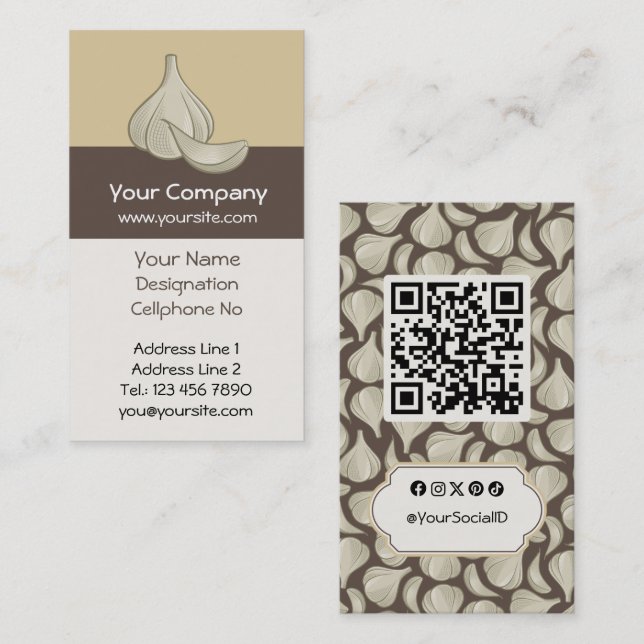 Garlic Woodcut Icon Business Card (Front/Back)