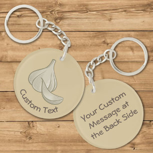 Garlic Woodcut Icon Keychain