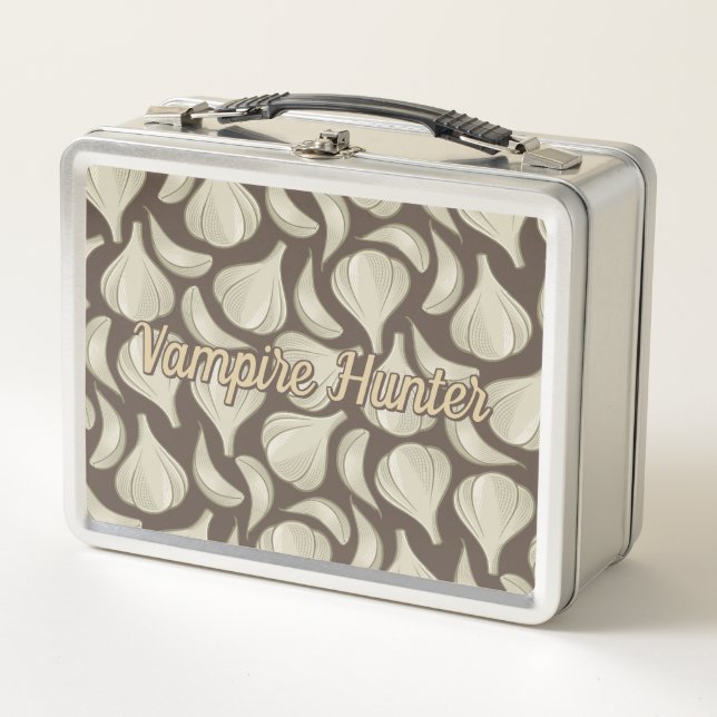 Garlic Woodcut Pattern Metal Lunch Box (Front)