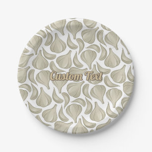 Garlic Woodcut Pattern Paper Plate