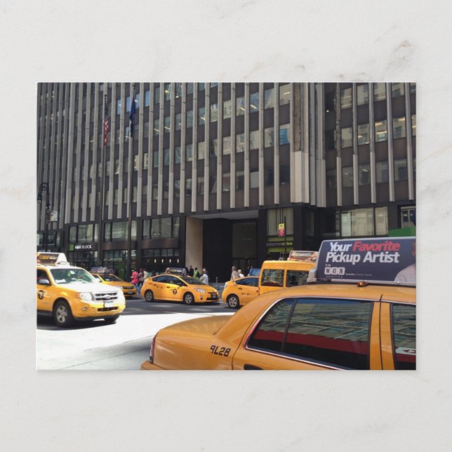 Garment District Taxi Yellow Cab New York City NYC Postcard (Front)