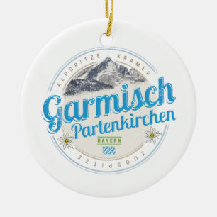 Garmisch Partenkirchen Bavaria Vintage Alps Ceramic Tree Decoration