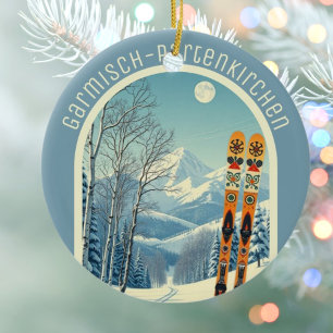 Garmisch-Partenkirchen Germany ski souvenir  Ceramic Tree Decoration