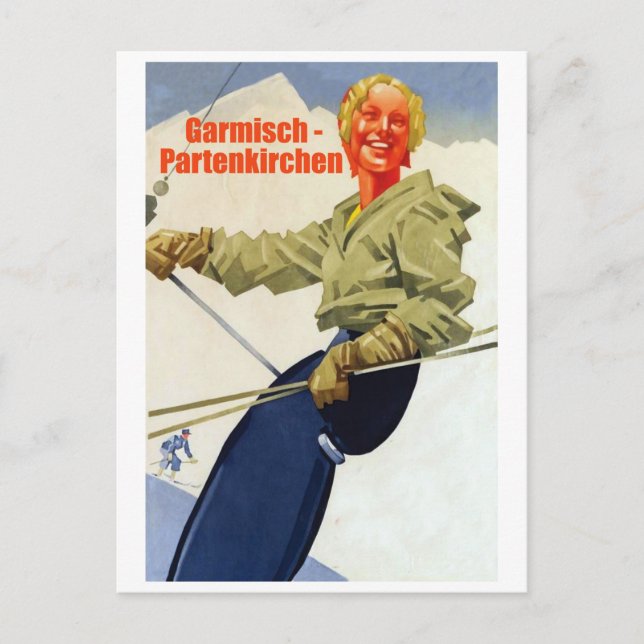 Garmisch-Partenkirchen, Girl on Ski Lift Postcard (Front)