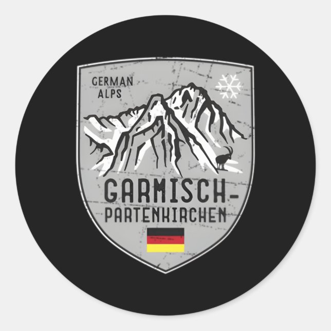 Garmisch-Penkirchen Ski Bavaria Zugspitze Classic Round Sticker (Front)
