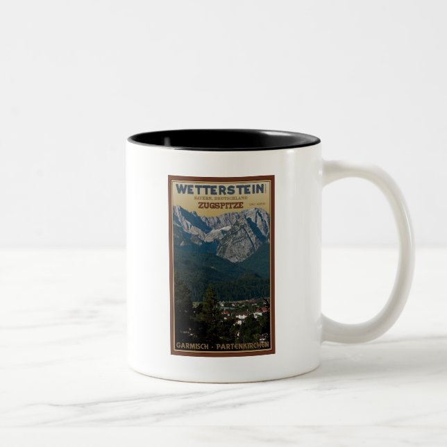 Garmisch - Zugspitze above Town Two-Tone Coffee Mug (Right)