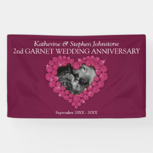 Garnet 2nd Wedding anniversary dark red Banner