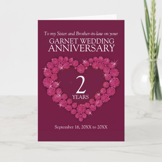 Garnet 2nd wedding anniversary red sister card (Front)