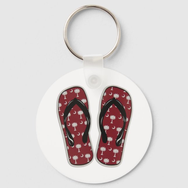 Garnet and Black Flip Flop Key Ring (Front)
