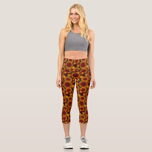 Garnet and Gold Energy Bursts of Team Colours Legg Capri Leggings (Front)