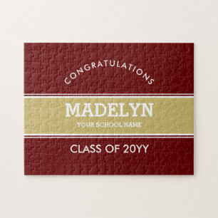 Garnet and Gold Graduation Custom Jigsaw Puzzle