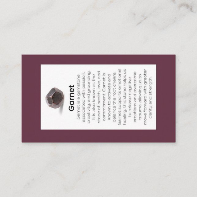 Garnet Crystal Meaning Jewellery Display Gemstone  Business Card (Front)