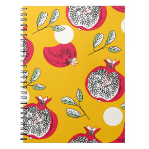Garnet fruit hand drawn seamless pattern. Vintage  Notebook