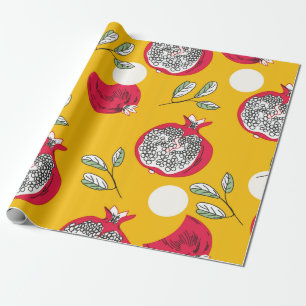 Garnet fruit hand drawn seamless pattern. Vintage  Wrapping Paper