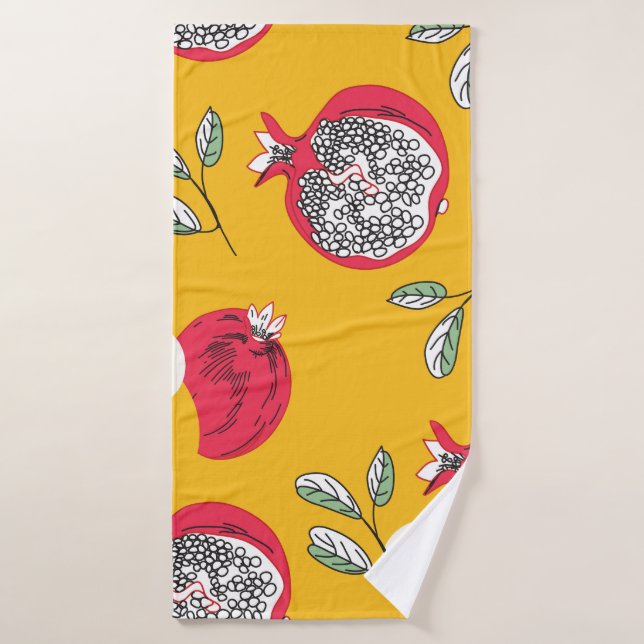 Garnet Fruit: Hand-Drawn Vintage Pattern. Bath Towel (Bath Towel)