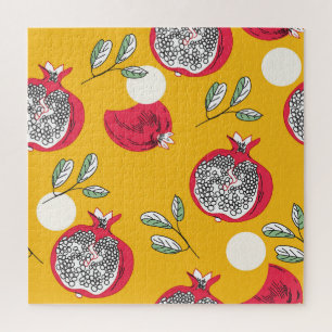 Garnet Fruit: Hand-Drawn Vintage Pattern. Jigsaw Puzzle