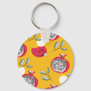 Garnet Fruit: Hand-Drawn Vintage Pattern. Key Ring