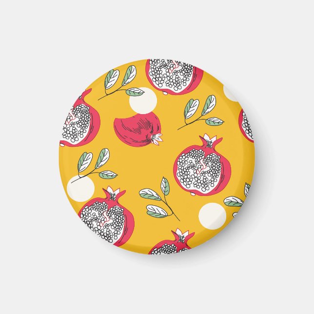 Garnet Fruit: Hand-Drawn Vintage Pattern. Magnet (Front)