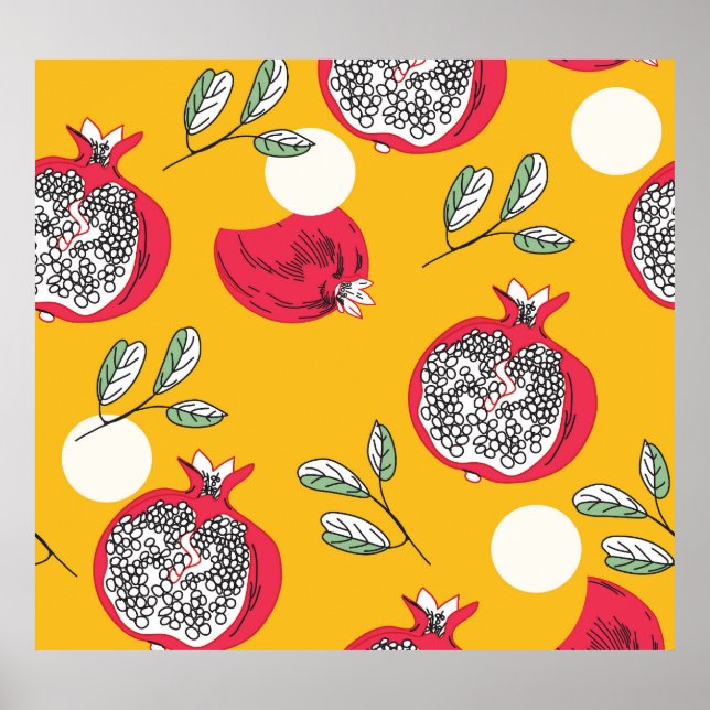 Garnet Fruit: Hand-Drawn Vintage Pattern. Poster (Front)