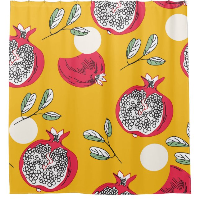 Garnet Fruit: Hand-Drawn Vintage Pattern. Shower Curtain (Front)