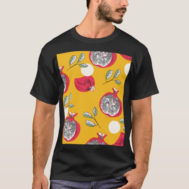 Garnet Fruit: Hand-Drawn Vintage Pattern. T-Shirt (Front)