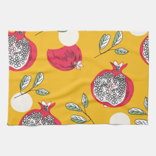 Garnet Fruit: Hand-Drawn Vintage Pattern. Tea Towel