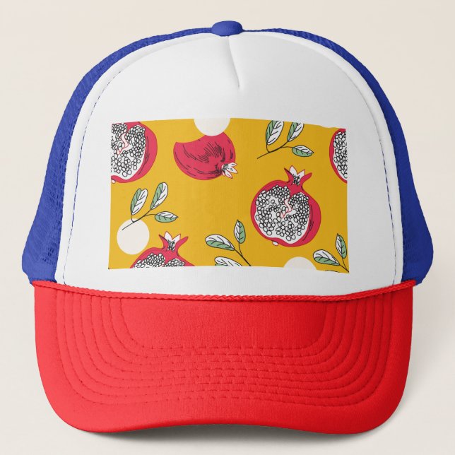 Garnet Fruit: Hand-Drawn Vintage Pattern. Trucker Hat (Front)